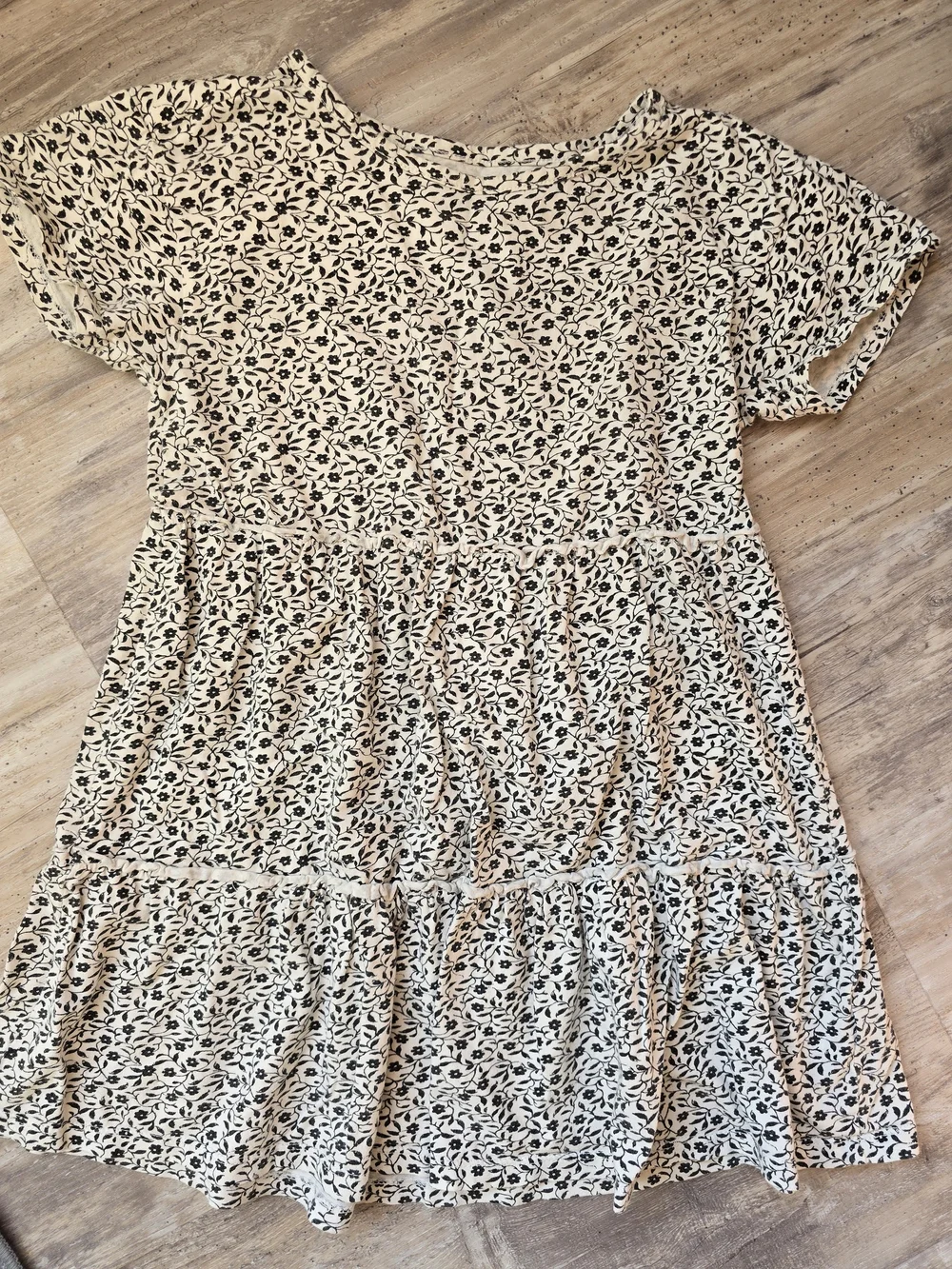 Old Navy Cream Dress with Black Floral Print